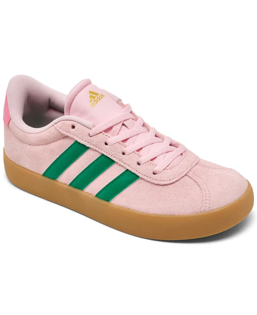 Детские повседневные кроссовки VL Court 3.0 от Finish Line Adidas, зеленый/розовый
