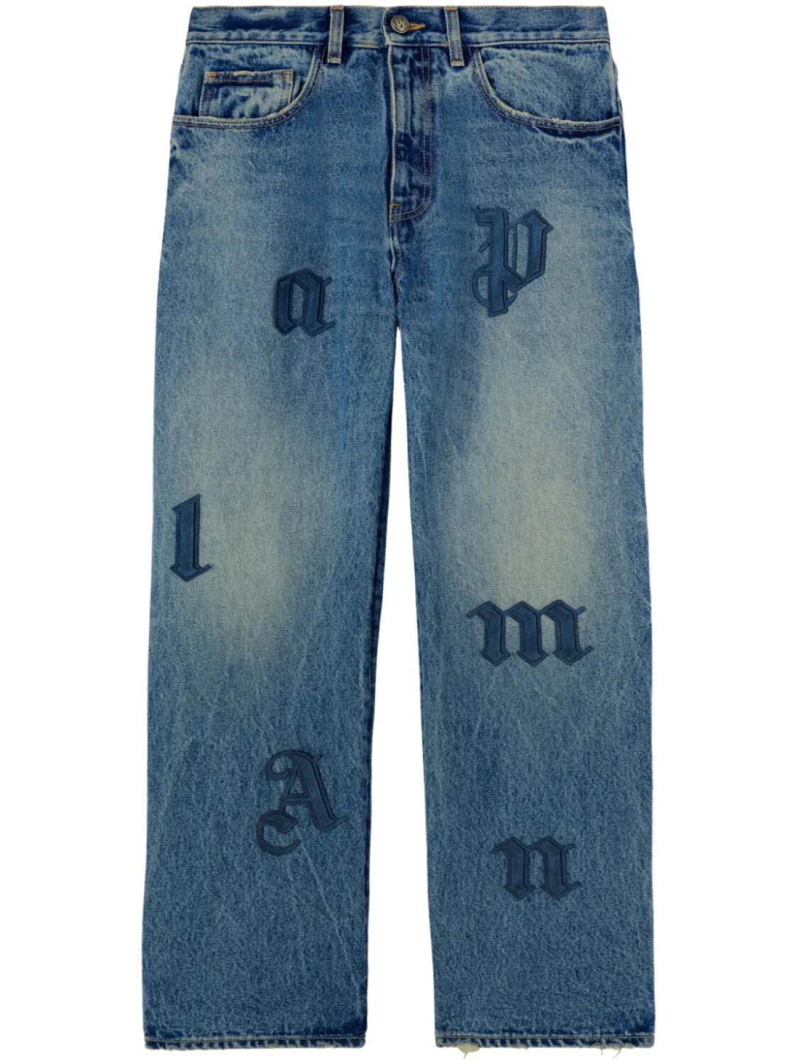 

Palm Angels прямые джинсы с нашивкой-логотипом, синий