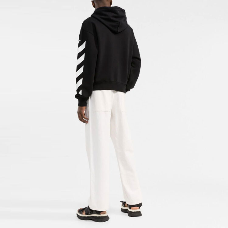Толстовка большого размера с диагональным принтом Helvetica Off-White, черный — фото 4
