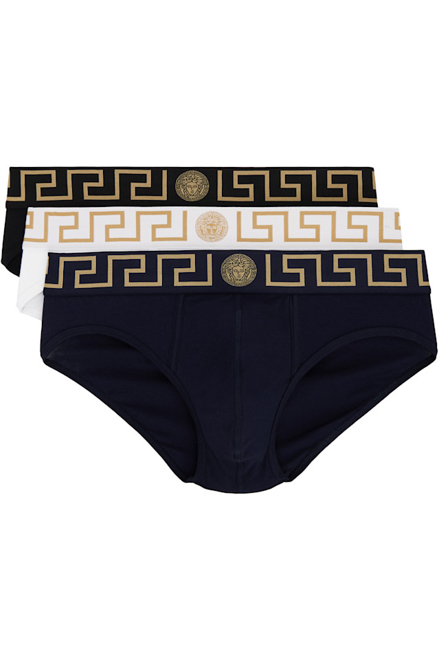 

Трусы-слипы с греческим орнаментом, 3 штуки, мультиколор Versace Underwear, мультиколор