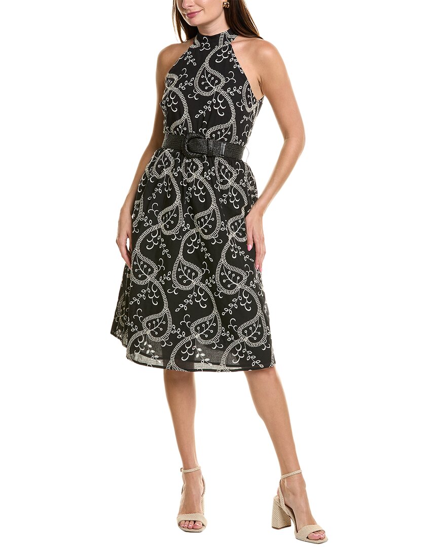 

Anne Klein Вышитое платье миди на бретелях, черный