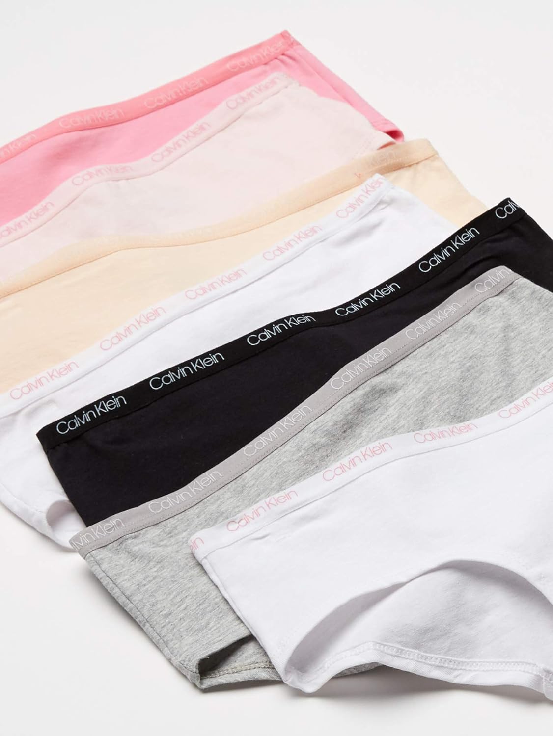Комплект из 7 пар нижнего белья Calvin Klein Girls Hipster Cotton, Nude, Pink, Light Pink, White, Grey, Black, White — фото 2