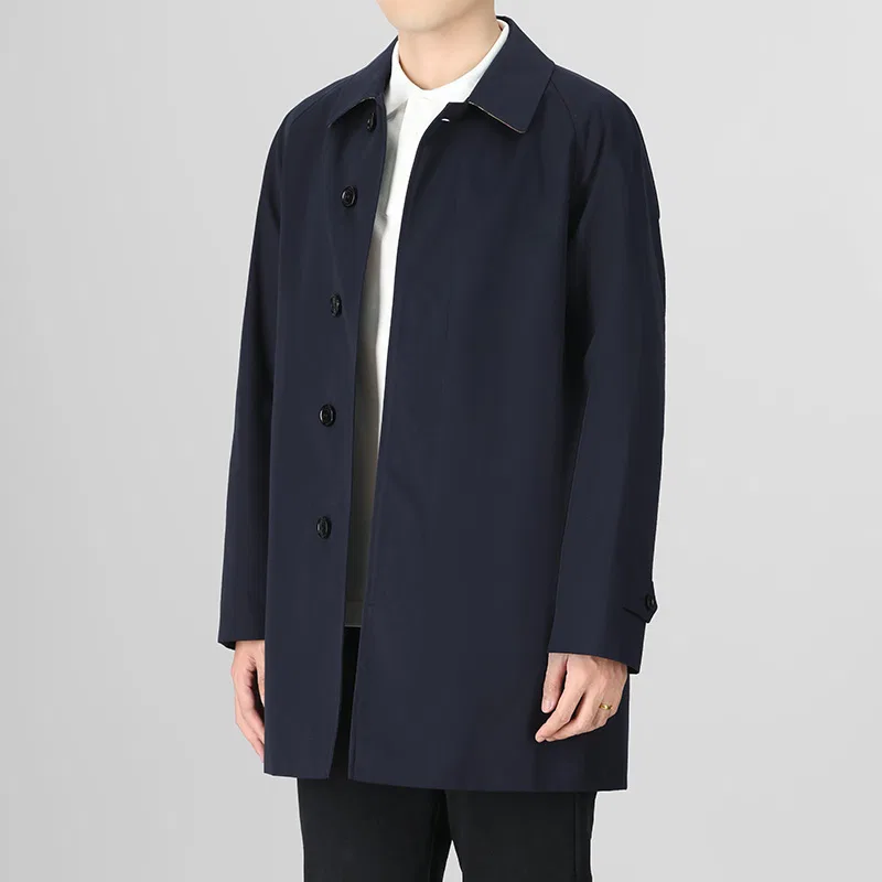 Пальто Burberry Coal синий, прямой крой, минимализм, весна-осень — фото 4