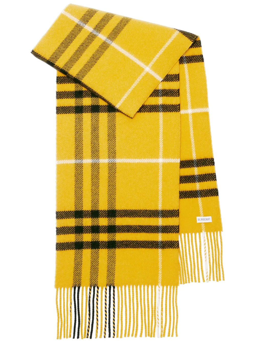 

Клетчатый шарф с бахромой BURBERRY, желтый