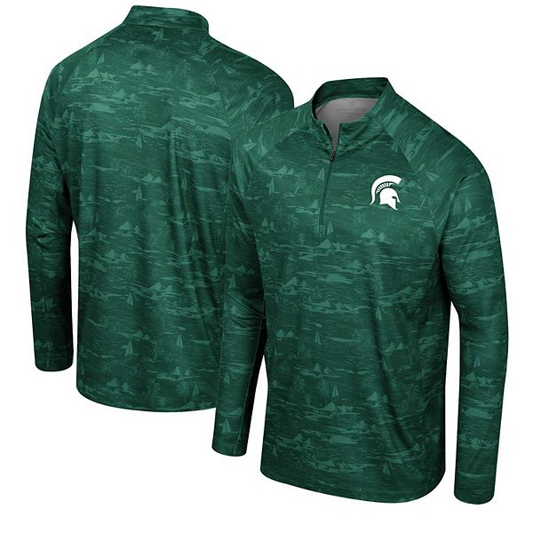 

Мужская зеленая куртка Michigan State Spartans Carson Raglan с четвертью молнии Colosseum