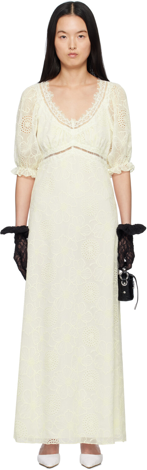 

Платье макси с вышитым белым маком Anna Sui