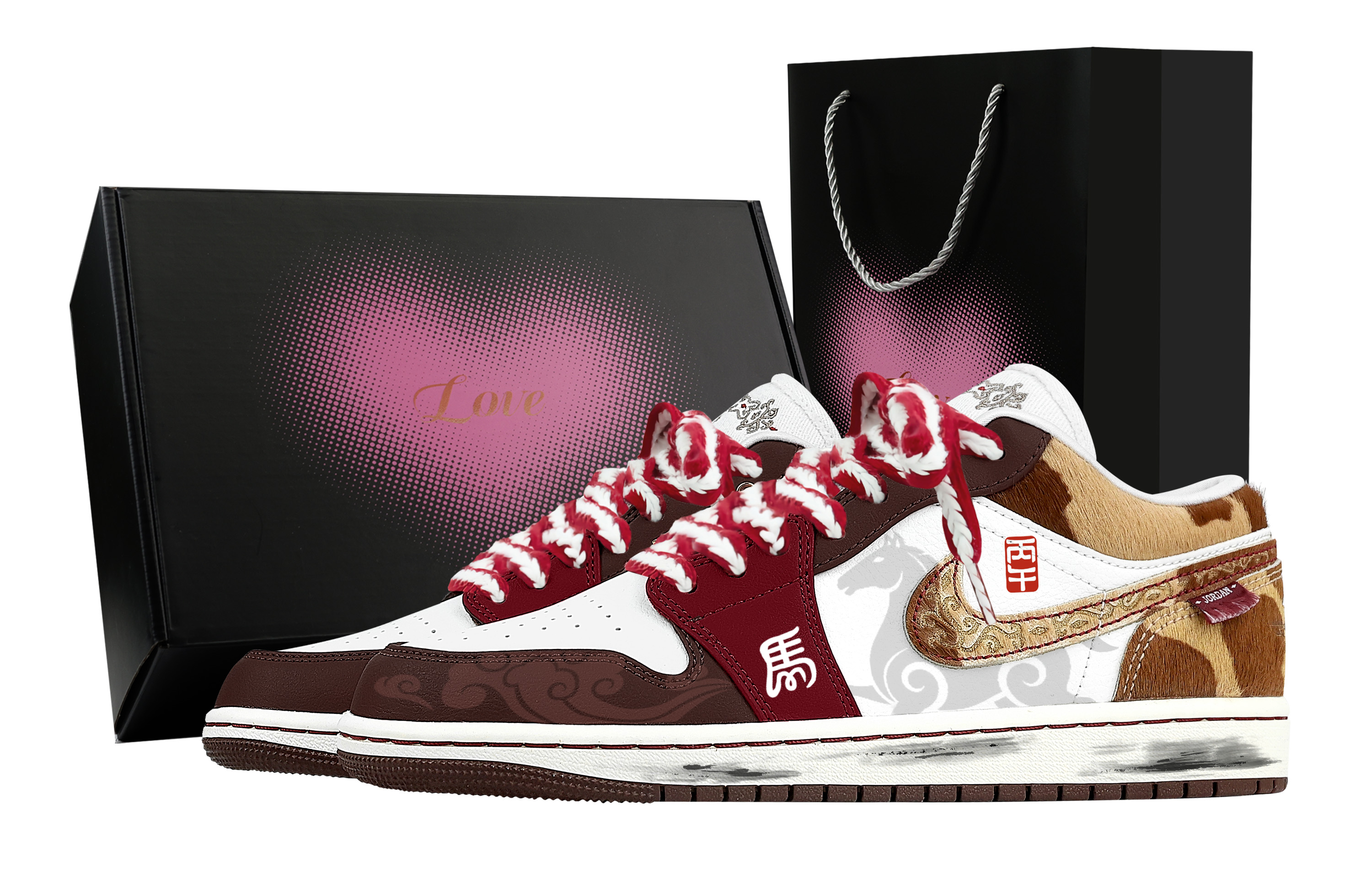 

Jordan Air 1 Swift Prosperity, Heart Box, износостойкие низкие винтажные баскетбольные кроссовки мужские brown red