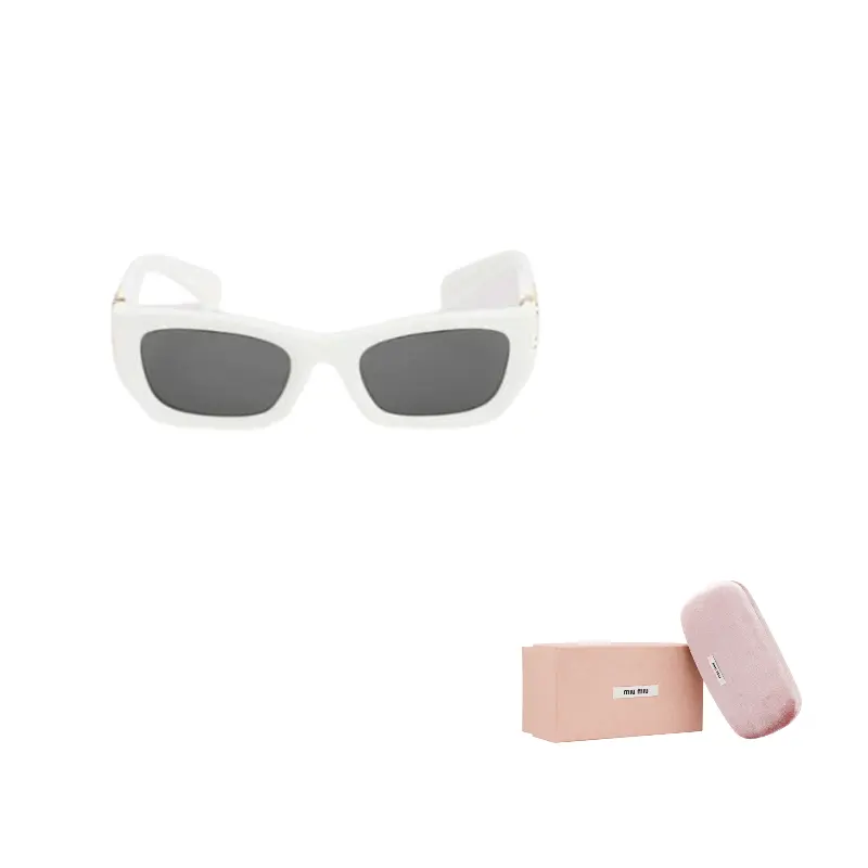 

Прямоугольные солнцезащитные очки с логотипом MIU MIU, белый