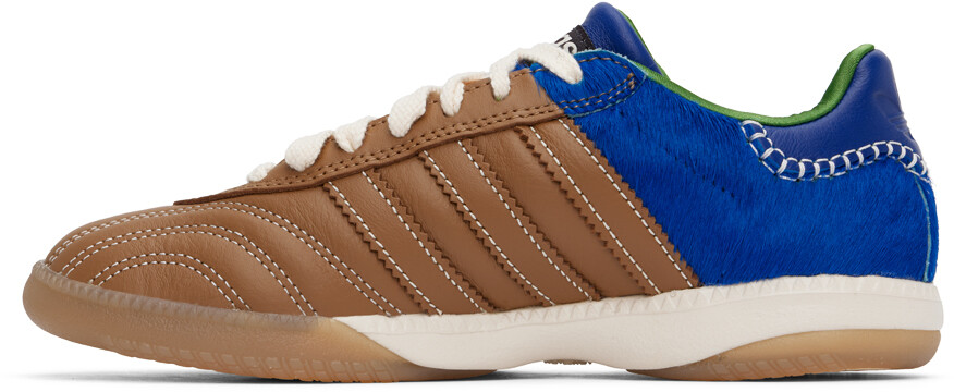 Коричневые и синие кроссовки Adidas Originals Edition Pony Samba Millennium Wales Bonner, Desert/Blue — фото 3