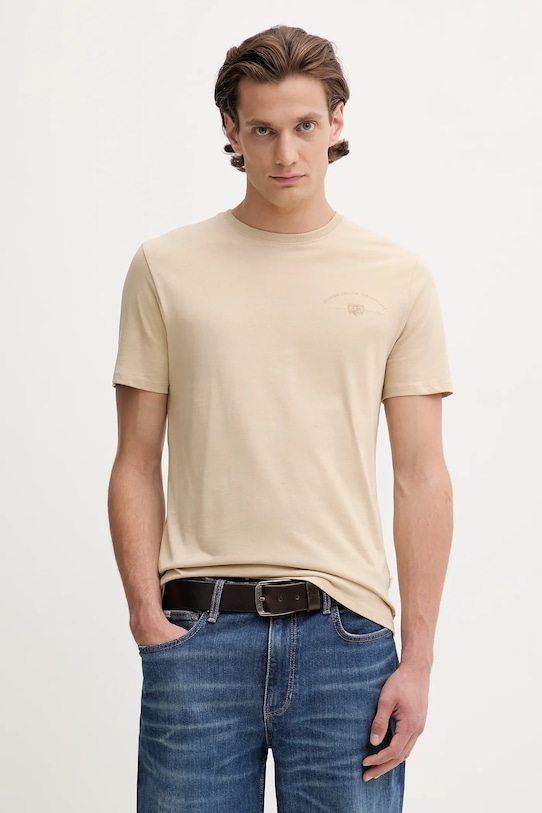 

Хлопковая футболка Guess Jeans, бежевый