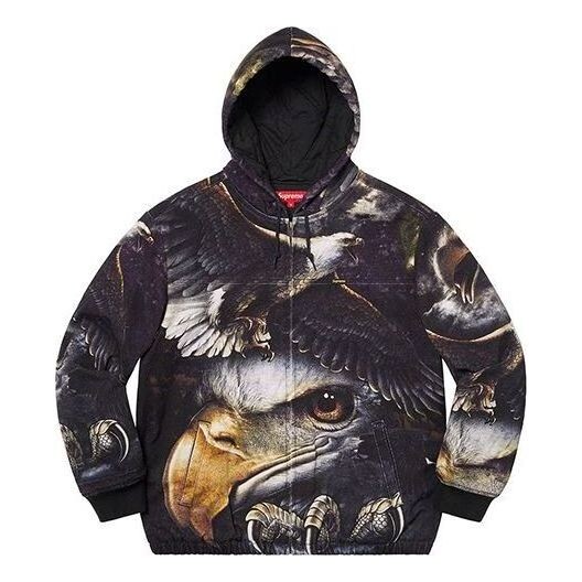 

Куртка eagle hooded work jacket 'black yellow white' Supreme, черный