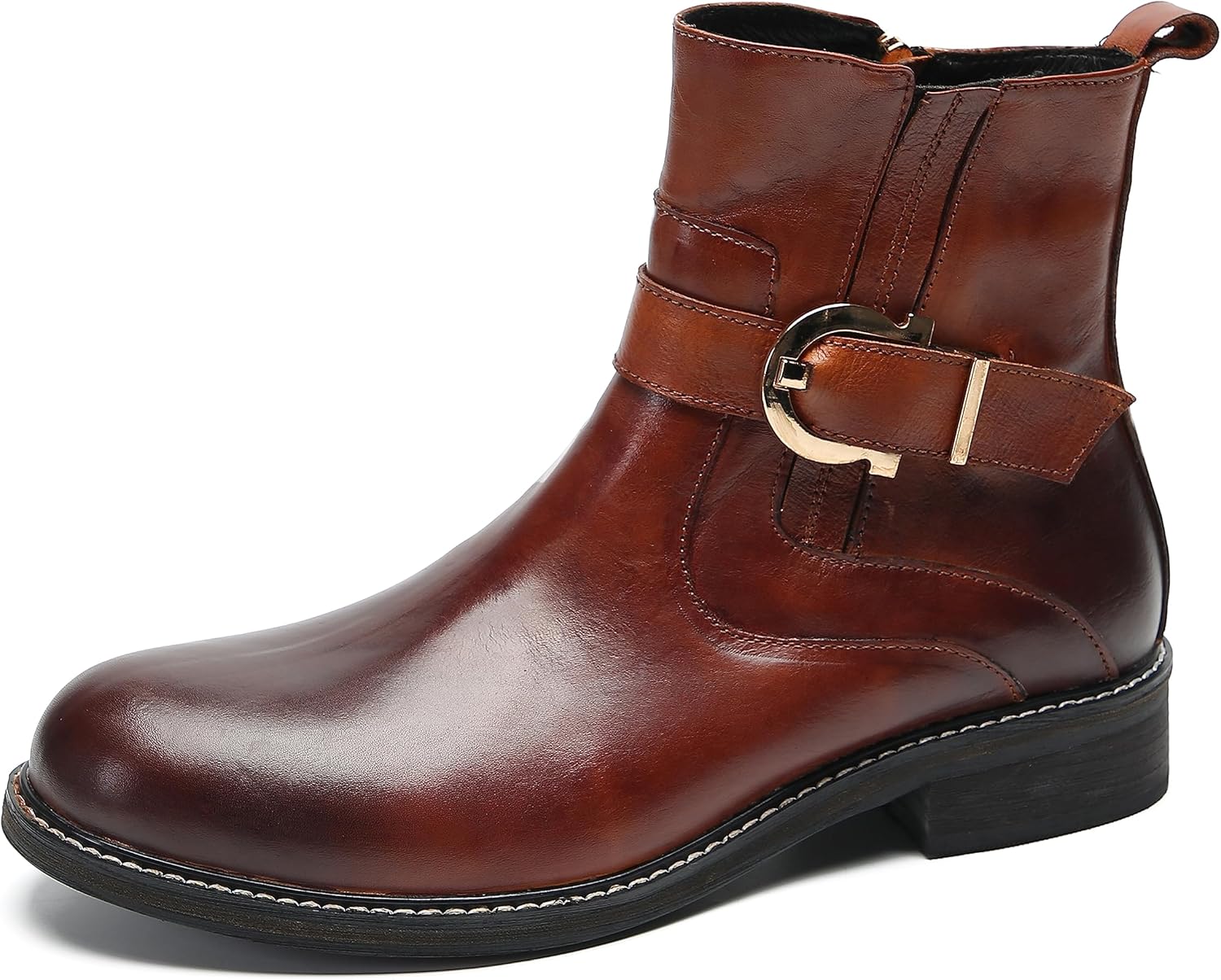 

Мужские ботинки Santimon Chelsea, повседневные и нарядные ковбойские ботинки, из натуральной кожи, с пряжкой, вестерн-стиль, модные и удобные, для торжеств, свадеб, вечерних мероприятий, диско, для певцов, ботинки средней высоты, Sienna