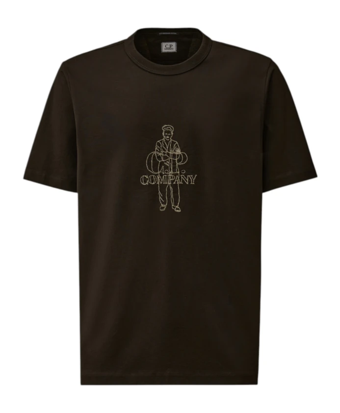 

Черная мерсеризованная трикотажная футболка с перекрученным низом C.P. Company, черный