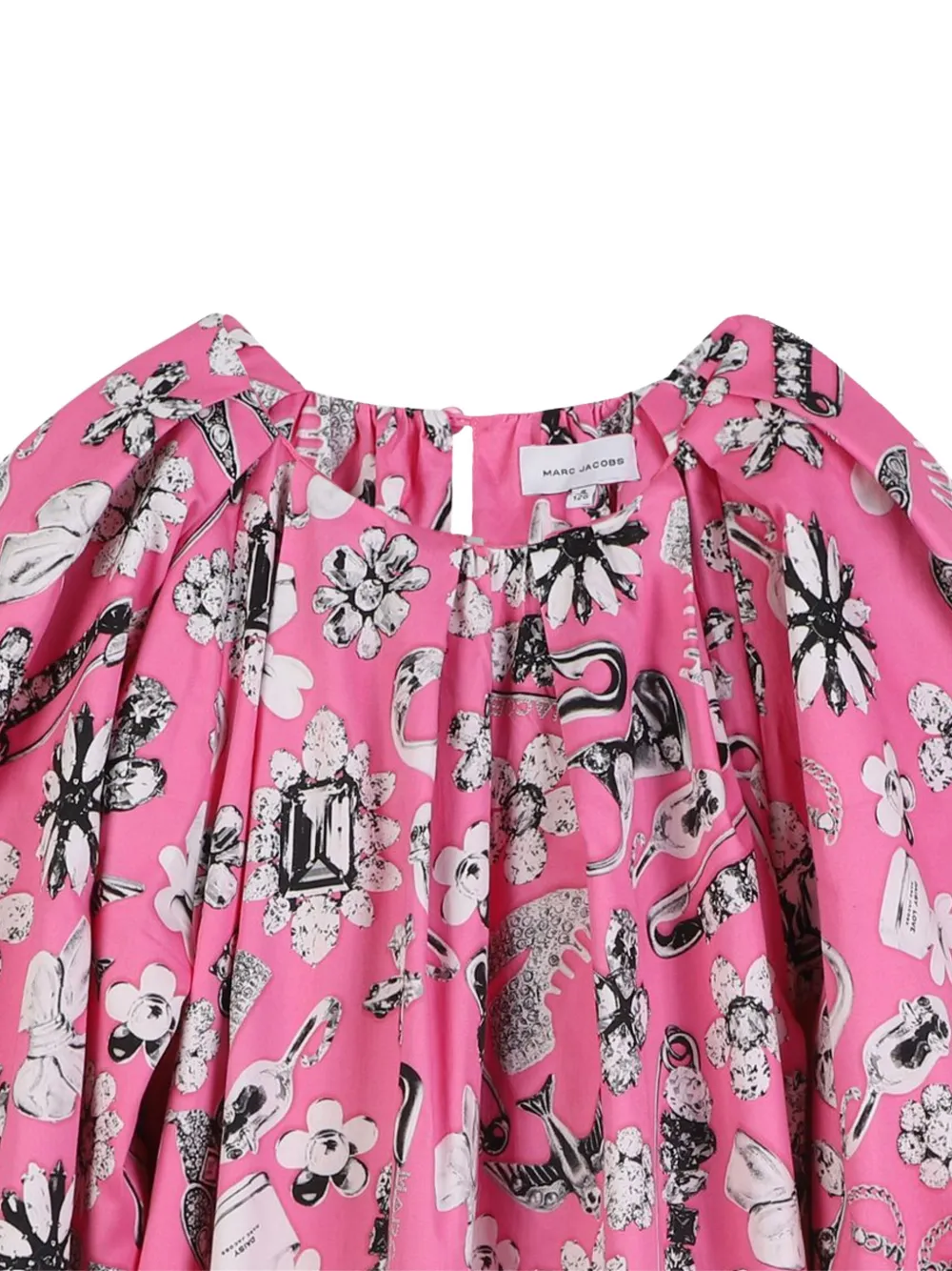 Платье с объемными рукавами и графичным принтом Marc Jacobs Kids, розовый — фото 3