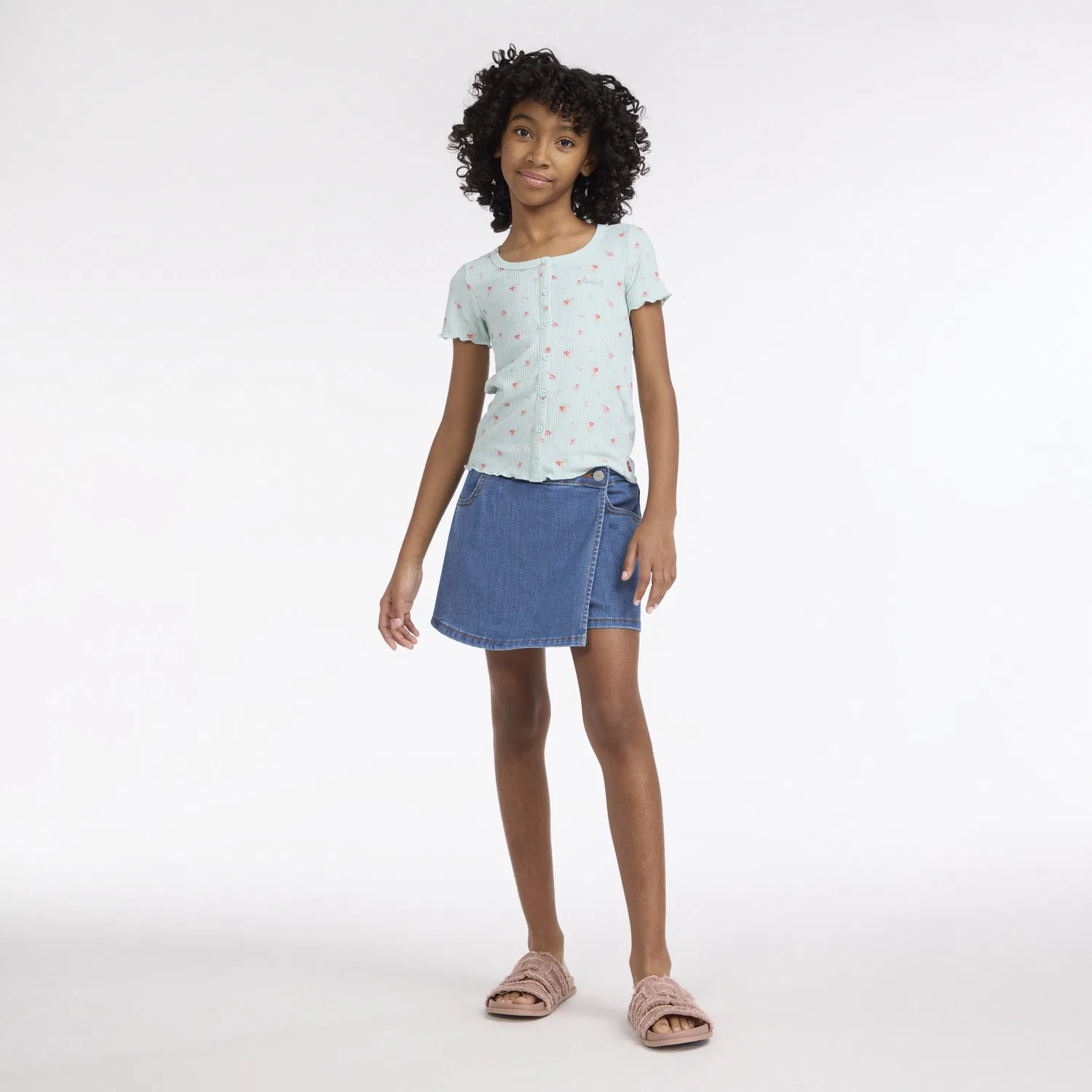 Джинсовая юбка-шорты для девочек 7-16 лет Levi's, Medium Wash — фото 4