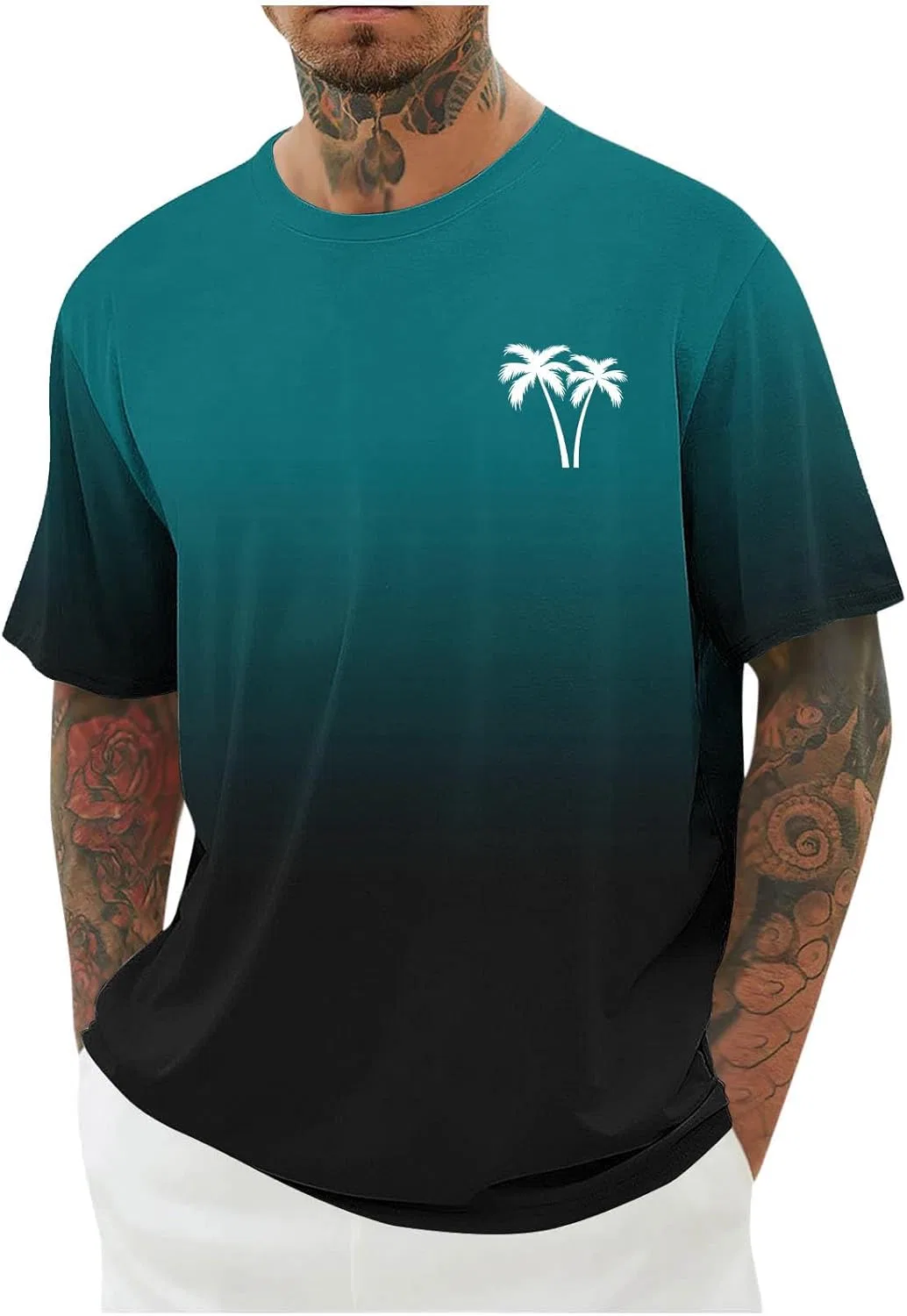 Футболка с градиентом и пальмами Generic, Mint Green
