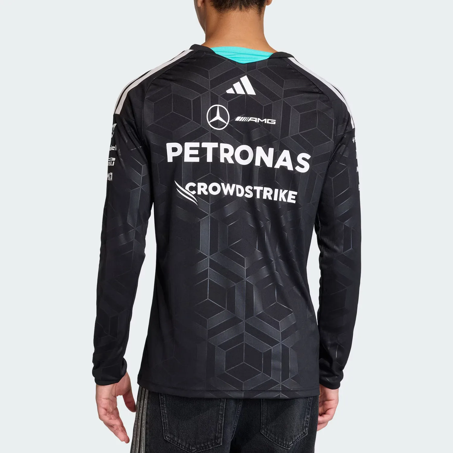 Футболка Mercedes AMG Petronas Formula 1 Team для мужчин, быстросохнущая Adidas, черный — фото 4