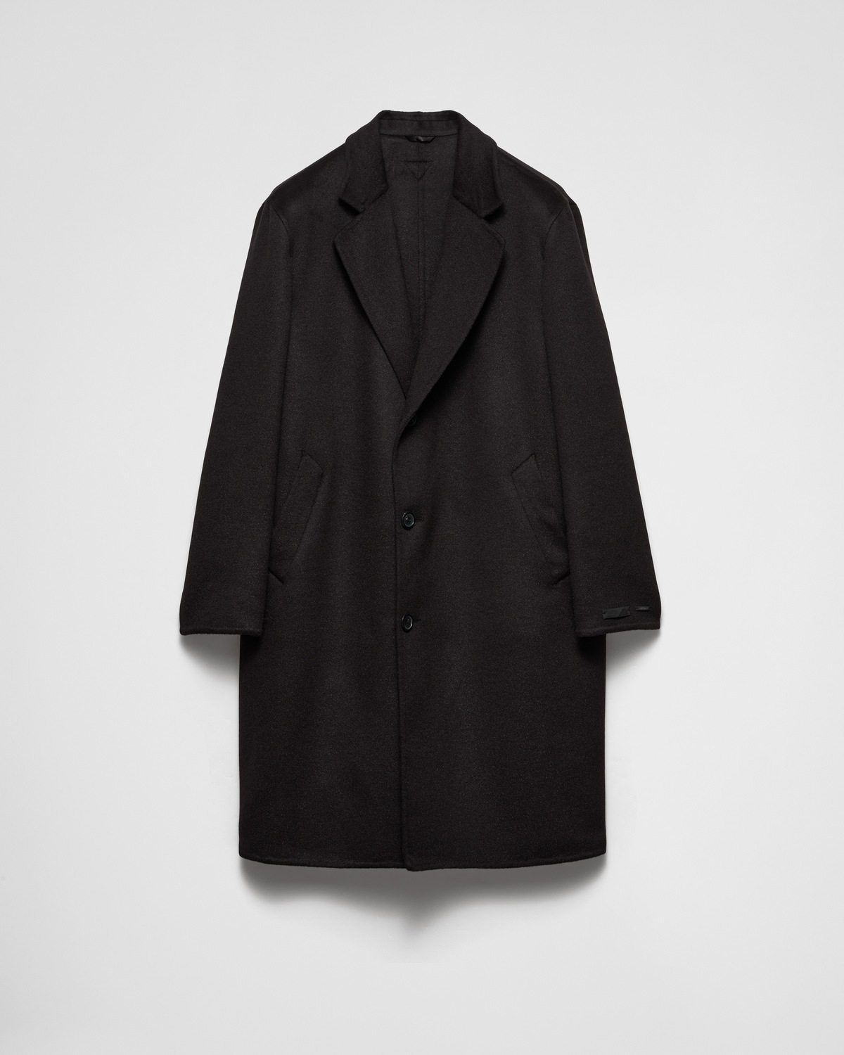 

Однобортное пальто из шерсти, ангорки и кашгора Prada, черный