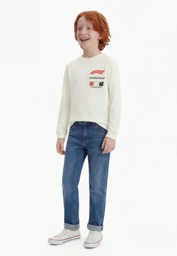 Детская свободная футболка с длинными рукавами и графическим принтом Gap, New Off White