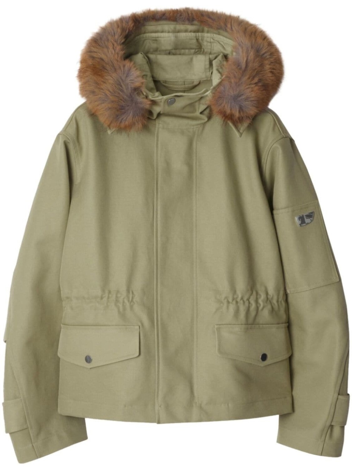 

Burberry хлопковая парка с отделкой из искусственного меха, зеленый