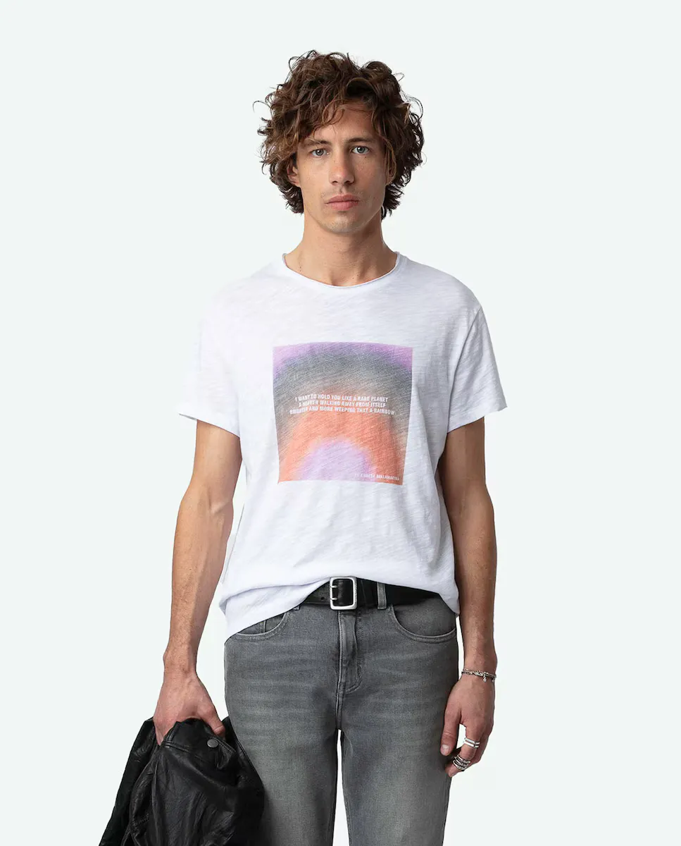 

Мужская хлопковая футболка Toby с короткими рукавами Zadig & Voltaire, белый