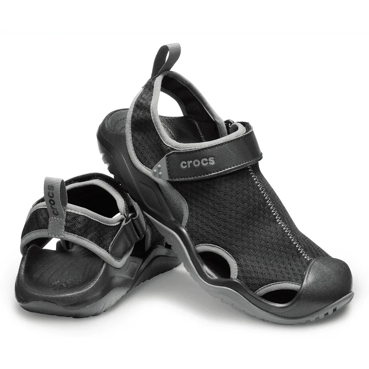 Мужские сандалии Swiftwater из сетчатой ​​ткани Crocs, черный — фото 2