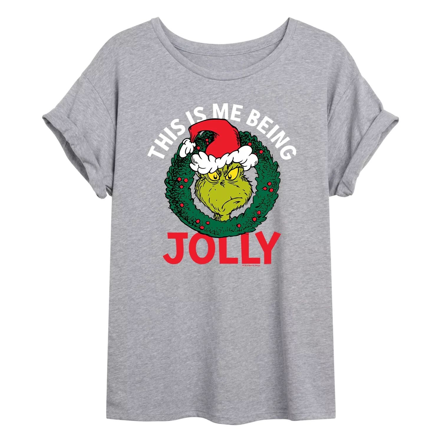 

Размерная футболка с рисунком Dr. Suess Grinch Mebeing Jolly для юниоров Licensed Character