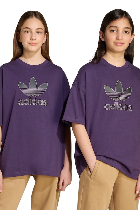 

Детская хлопковая футболка Adidas Originals, фиолетовый