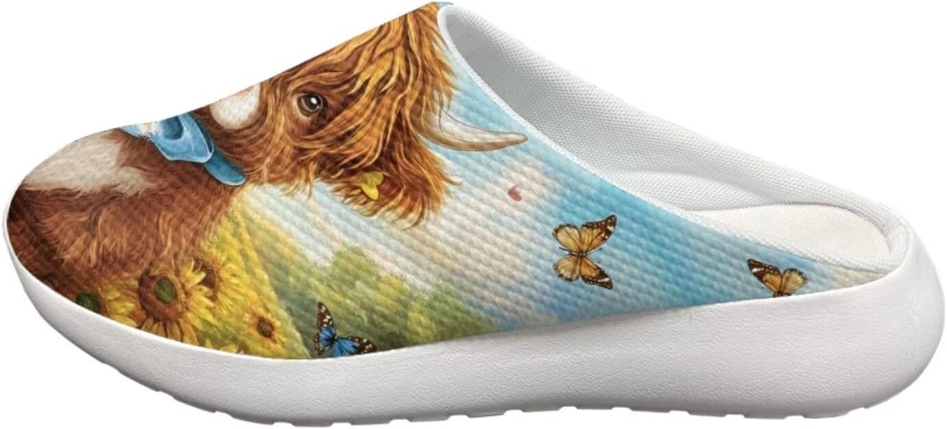 Садовые сабо Forchrinse Colorful Butterfly унисекс для взрослых, для мужчин и женщин, тапочки-мюли для прогулок, удобные тапочки, пляжные сандалии, легкие, Highland Cow Sunflower — фото 3