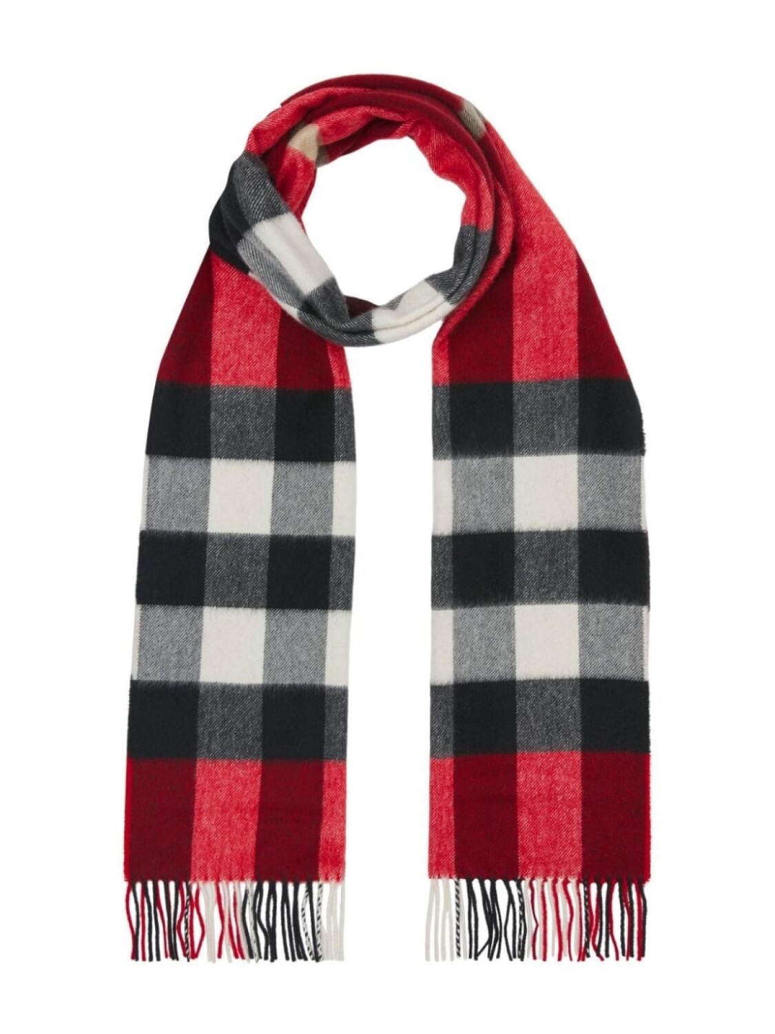 

Burberry клетчатый шарф с бахромой, красный
