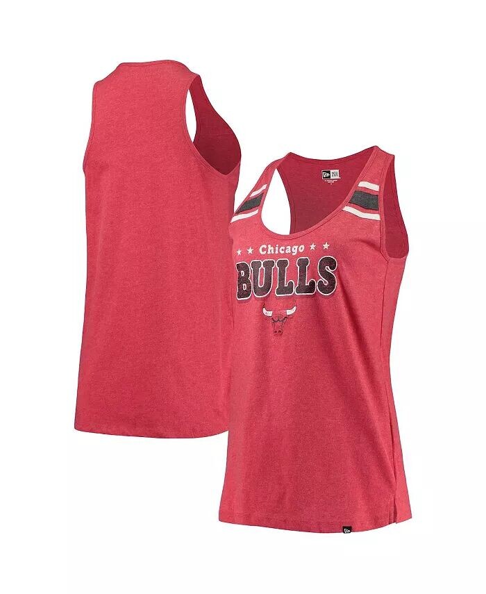 

Женская красная майка с овальным вырезом и открытой спиной Chicago Bulls из меланжевого цвета New Era
