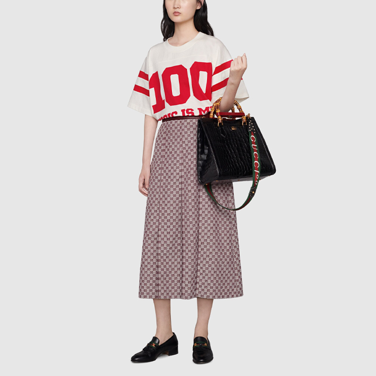 Футболка с коротким рукавом GUCCI Классическая, с красными акцентами, белый — фото 4