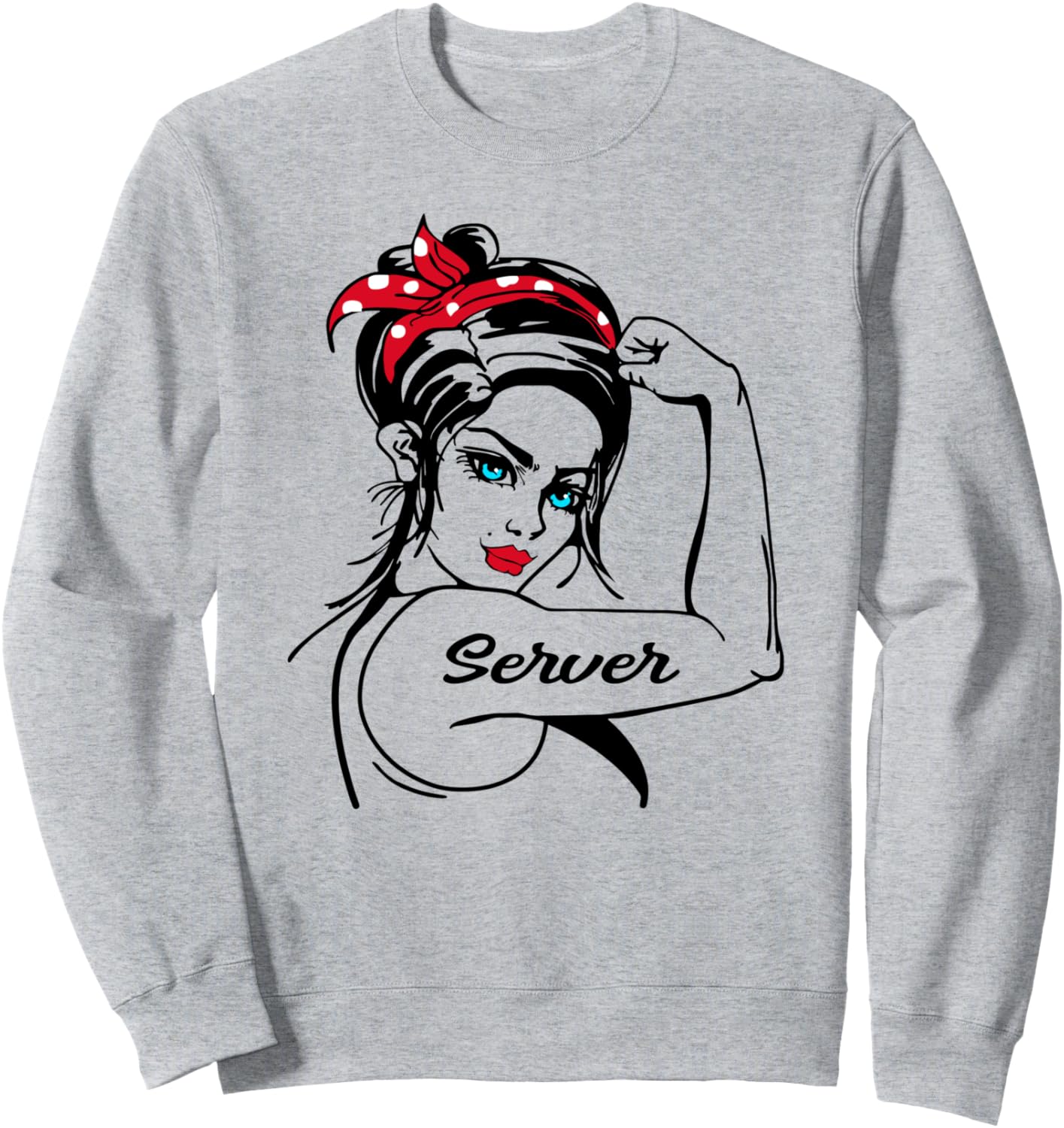 

Толстовка с изображением официантки Рози-клепальщицы в стиле пин-ап Funny Server Cf0, серый