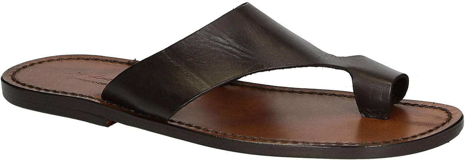 

Мужские кожаные тапочки ручной работы ручной работы Gianluca - L'Artigiano Del Cuoio, темно-коричневый