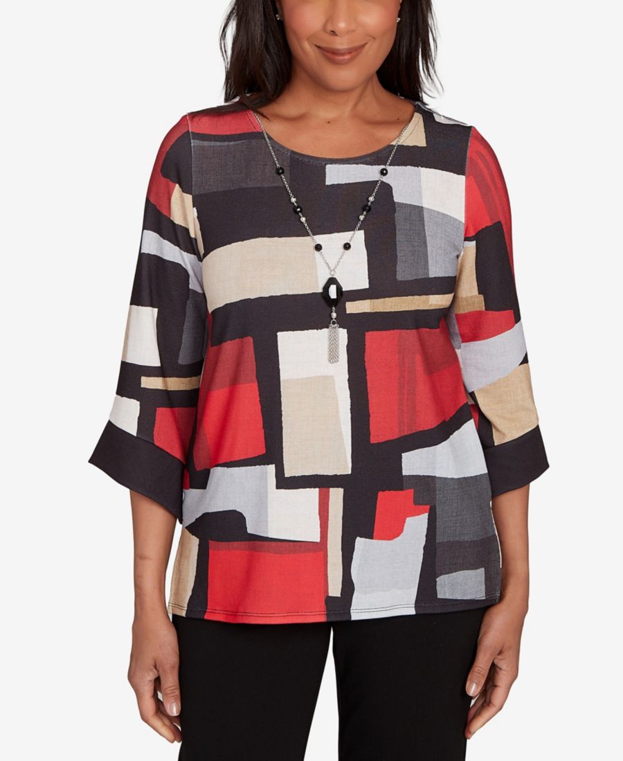 

Вязаный топ Petite Jet Setter с цветными блоками и круглым вырезом Alfred Dunner, Charcoal