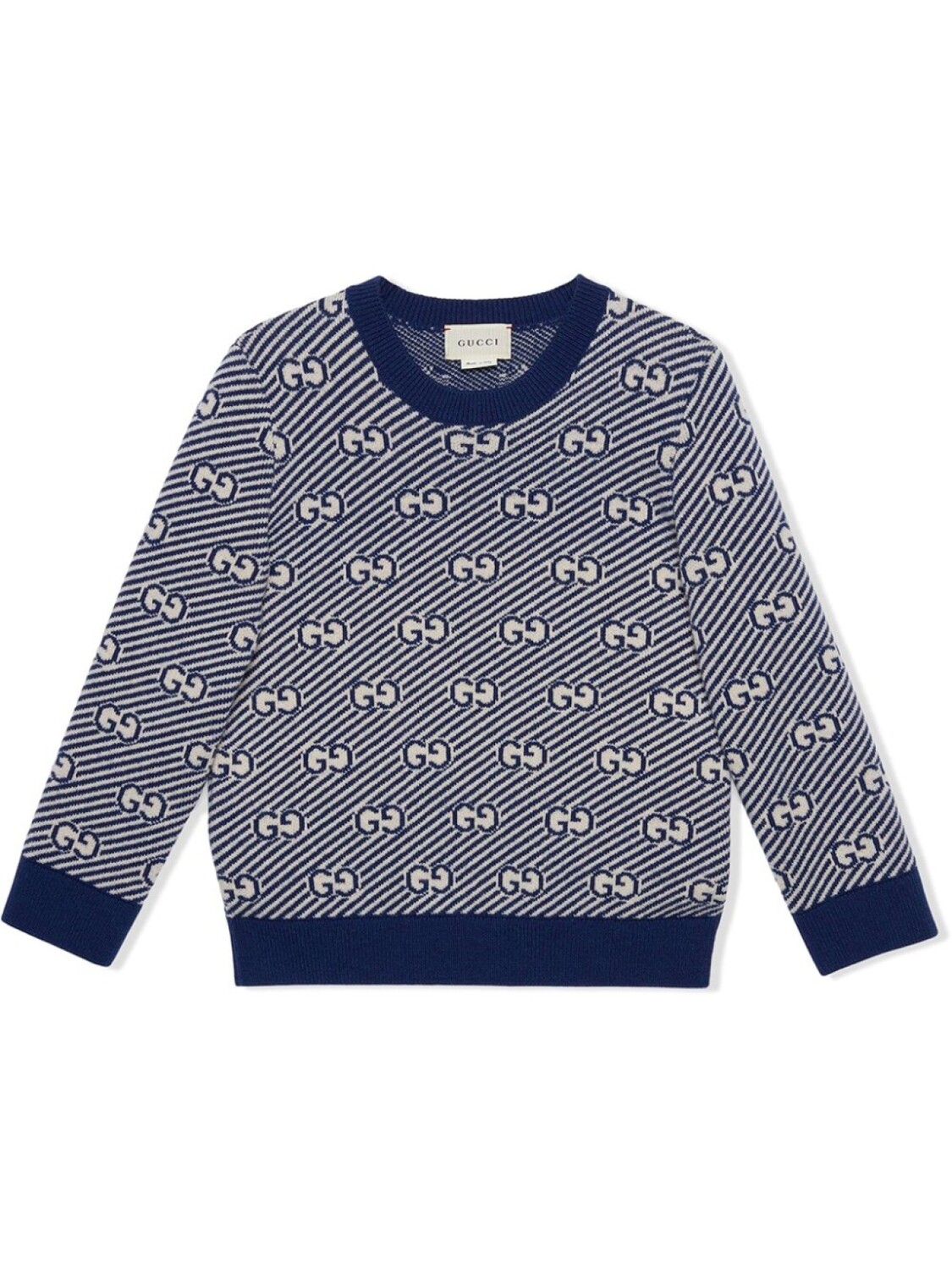 

Жаккардовый джемпер с логотипом GG Gucci Kids, синий