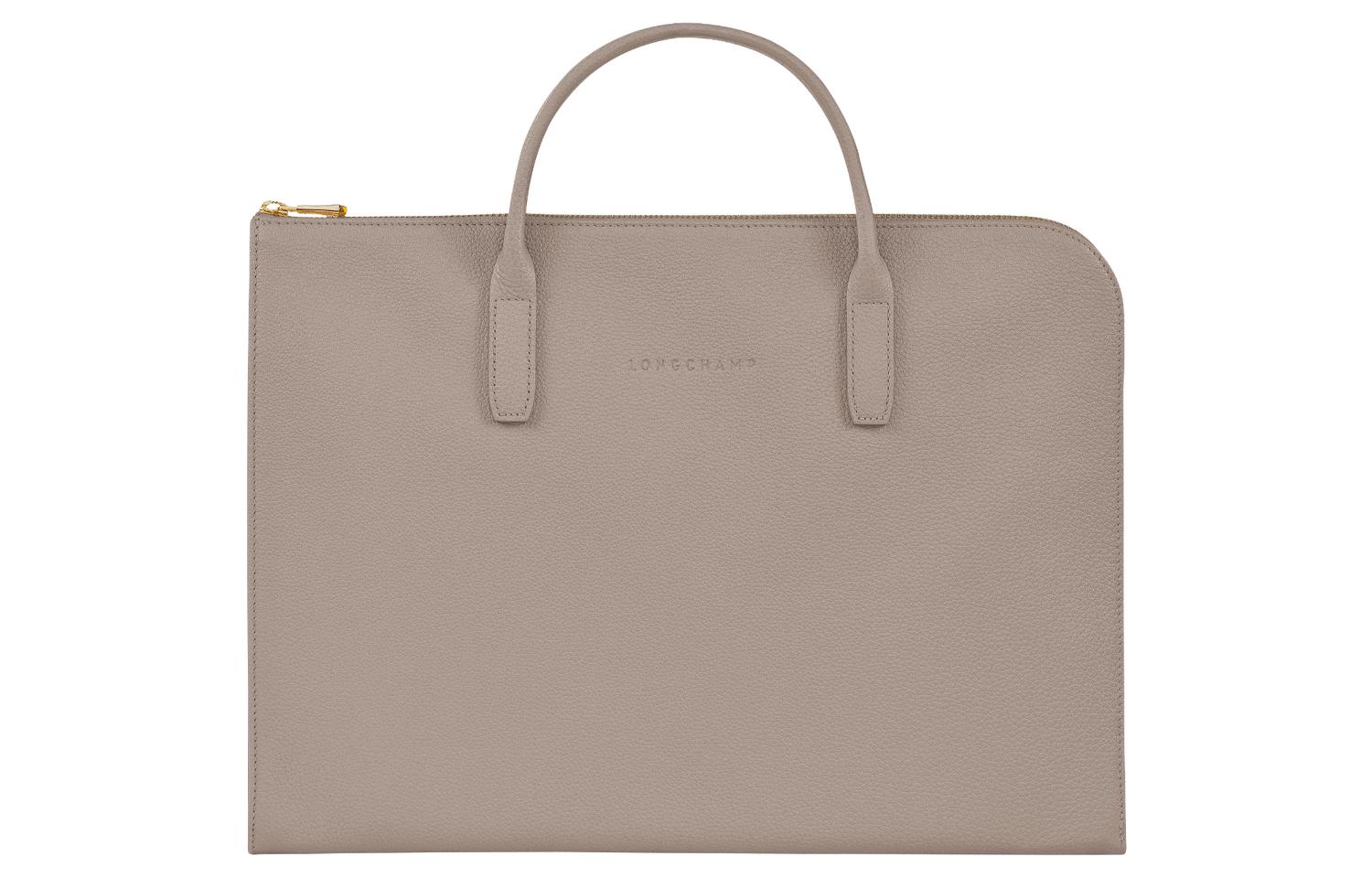 

Le Foulonné Кожаная Портативная Сумка-портфель Малый Размер Мужская Бежевая LONGCHAMP