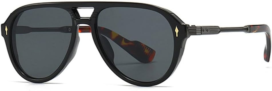 

Солнцезащитные очки с градиентным переходом цвета для мужчин и женщин - Двойная перемычка с заклепками - Защита от УФ-излучения UV400 - Легкие, для занятий спортом на открытом воздухе UYPTK, Black Leopard Grey