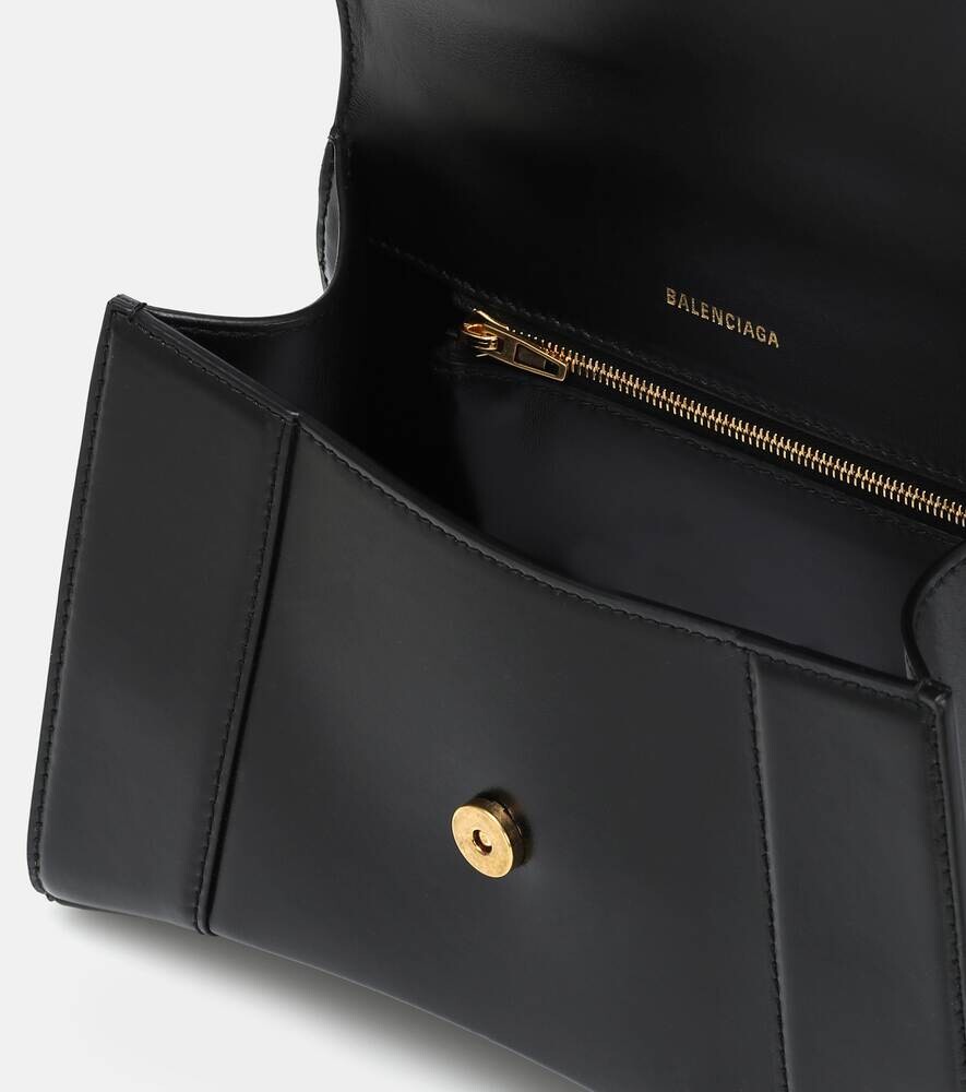 Маленькая кожаная сумка через плечо Hourglass Balenciaga, черный — фото 3