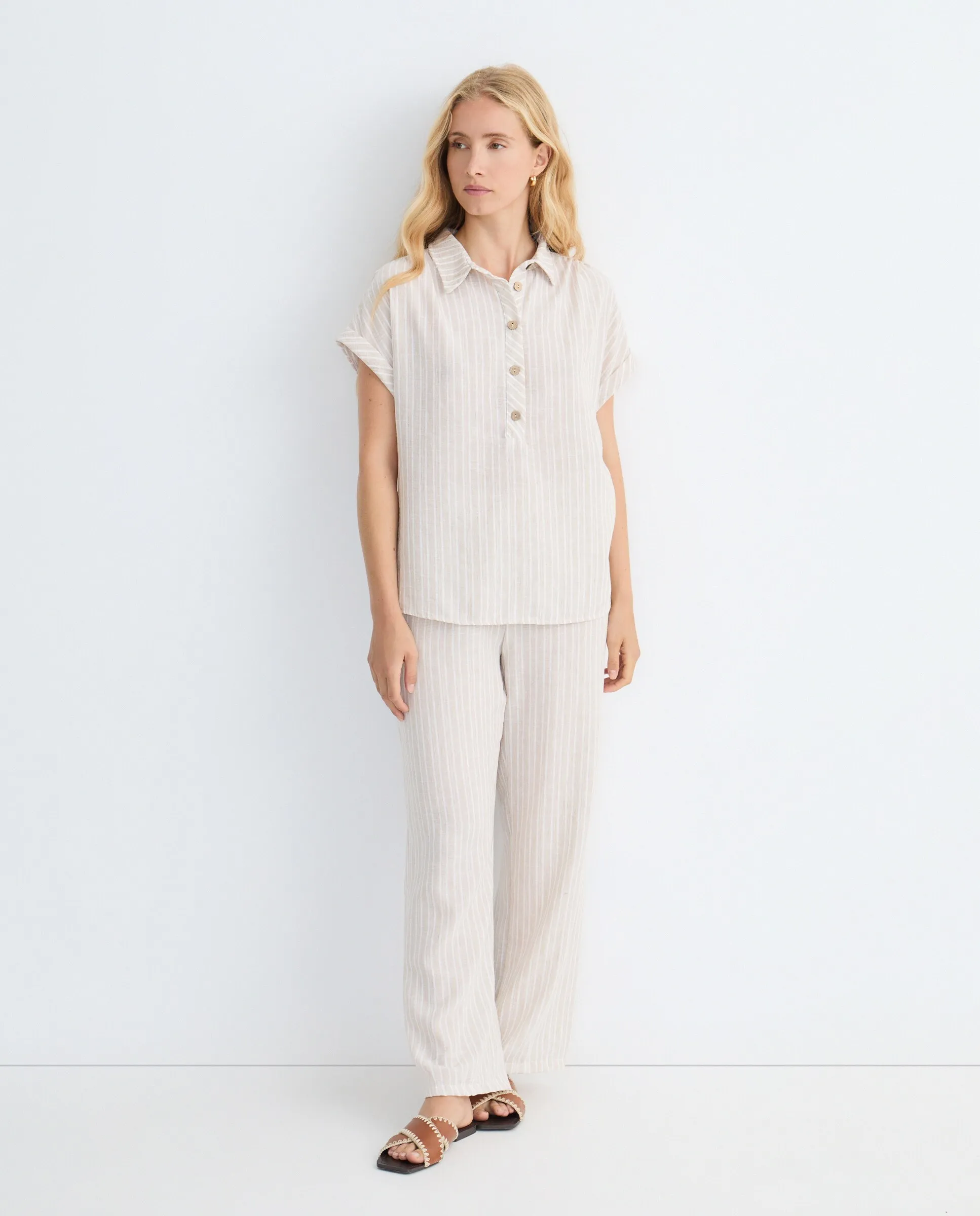 

Женские брюки в полоску на резинке Zermatt, бежевый