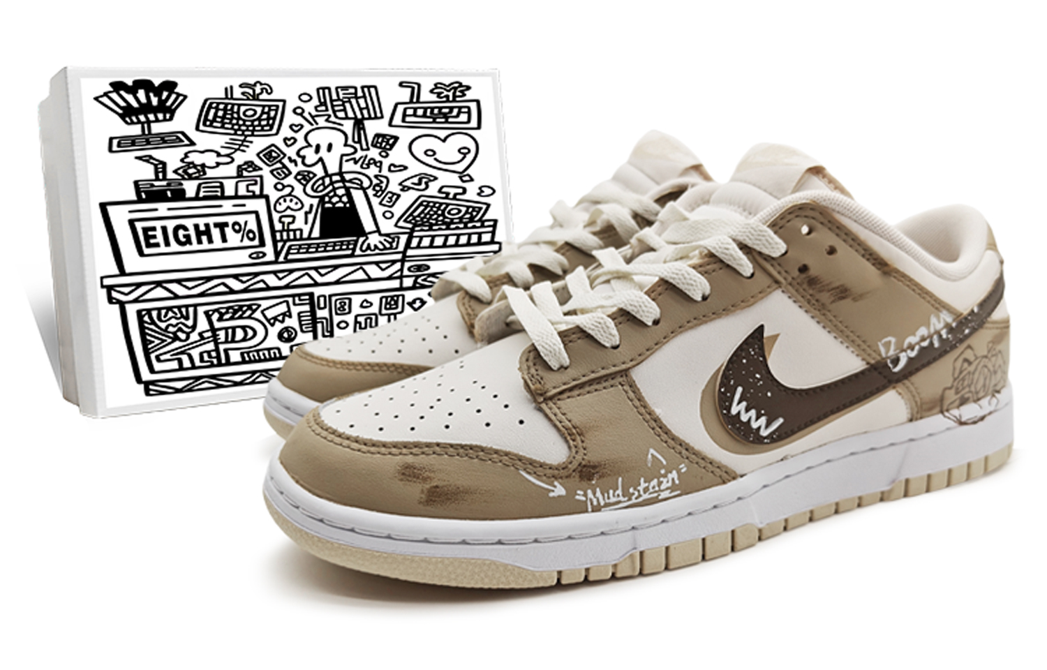 

Кроссовки Nike Dunk Skateboarding Shoes Unisex Low-top Beige/brown, цвет Off White