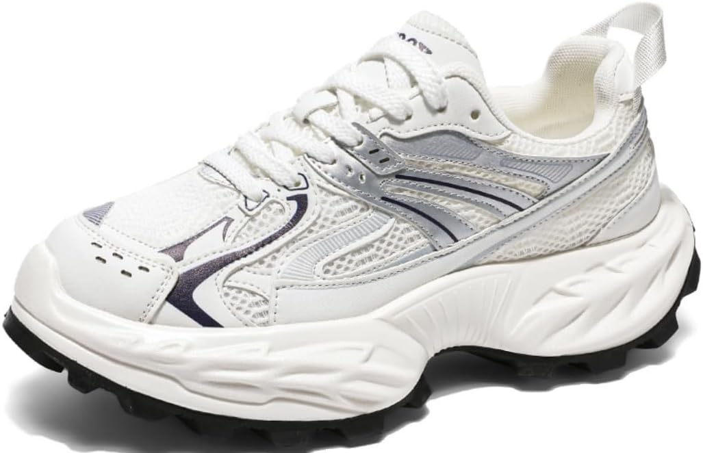 

Мужские удобные кроссовки с толстой подошвой, многоцветные, на шнуровке, широкой посадки, платформенные кроссовки, кеды «папа» Lexamen, белый