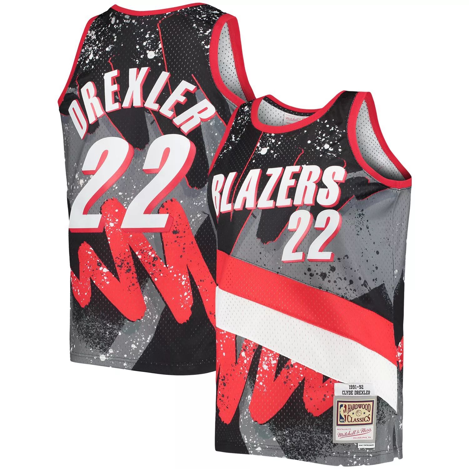 

Мужская футболка Mitchell & Ness Clyde Drexler Black Portland Trail Blazers Hardwood Classics 1991-92 Hyper Hoops Swingman Jersey