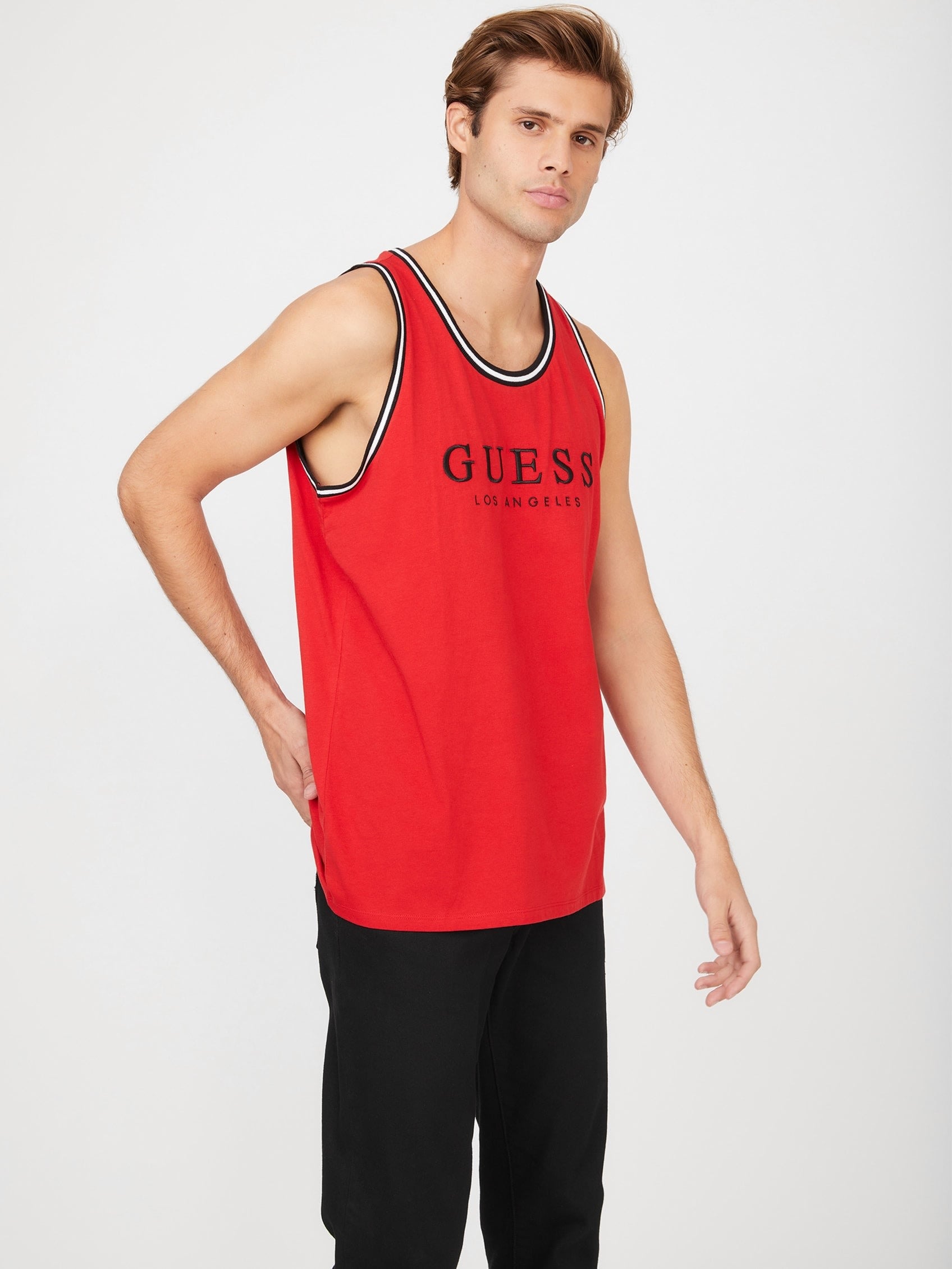 

Майка с вышитым логотипом Nichols Guess Factory, цвет rugby red