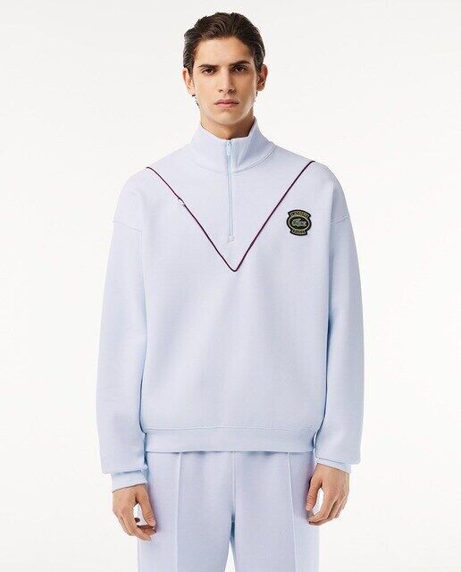 

Толстовка свободного кроя из пике с воротником на молнии Lacoste, светло-синий