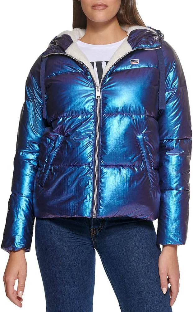 

Женская куртка-пуховик Levi's Molly с подкладкой из шерпы, пурпурный металлик