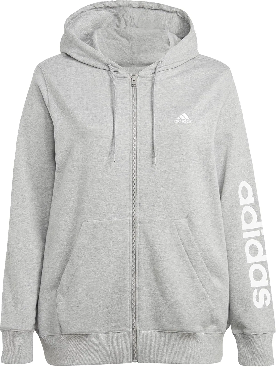 Толстовка на молнии adidas, Medium Grey Heather / White