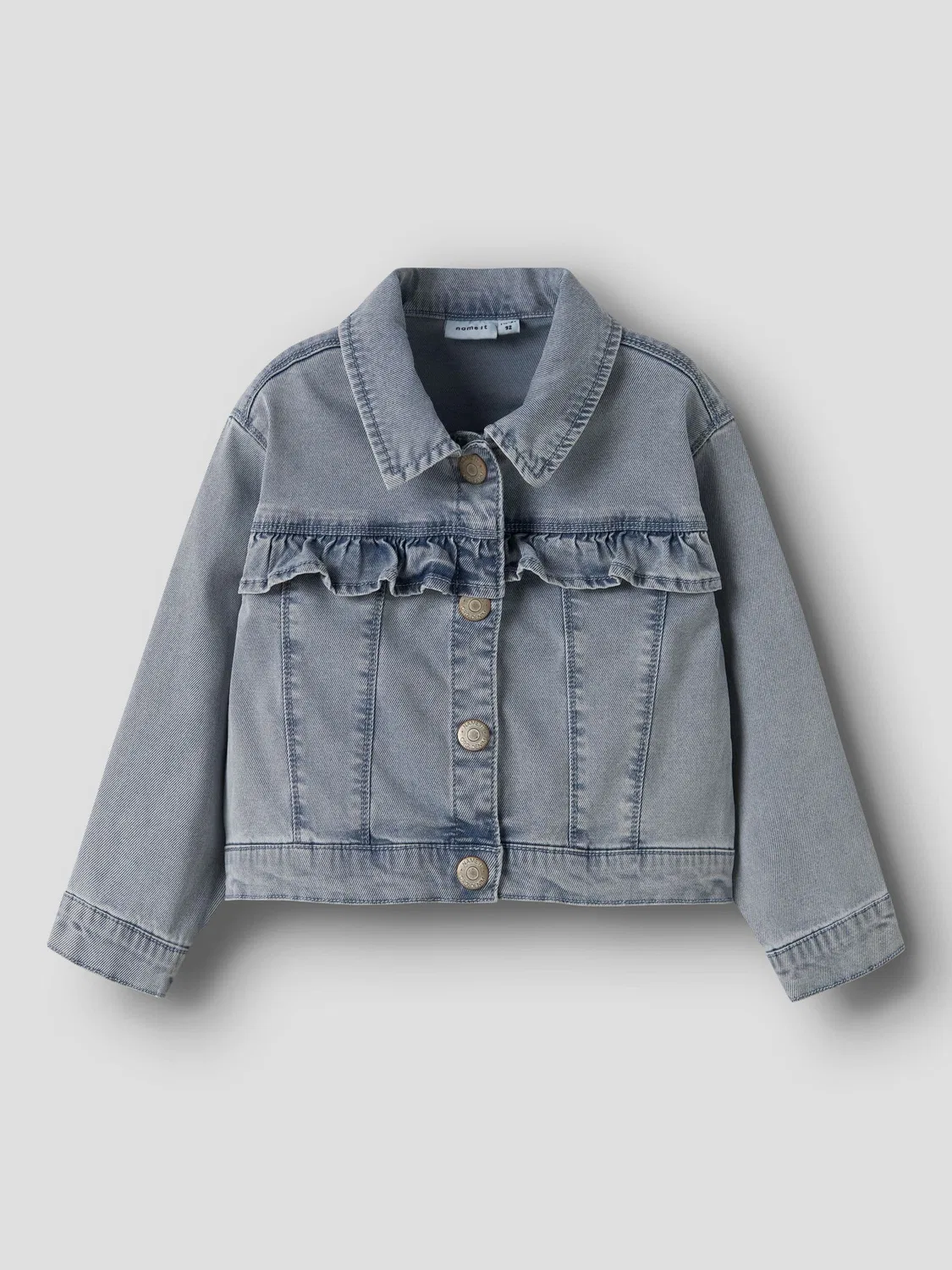 Джинсовая куртка с рюшами, Name it, light blue denim — фото 3