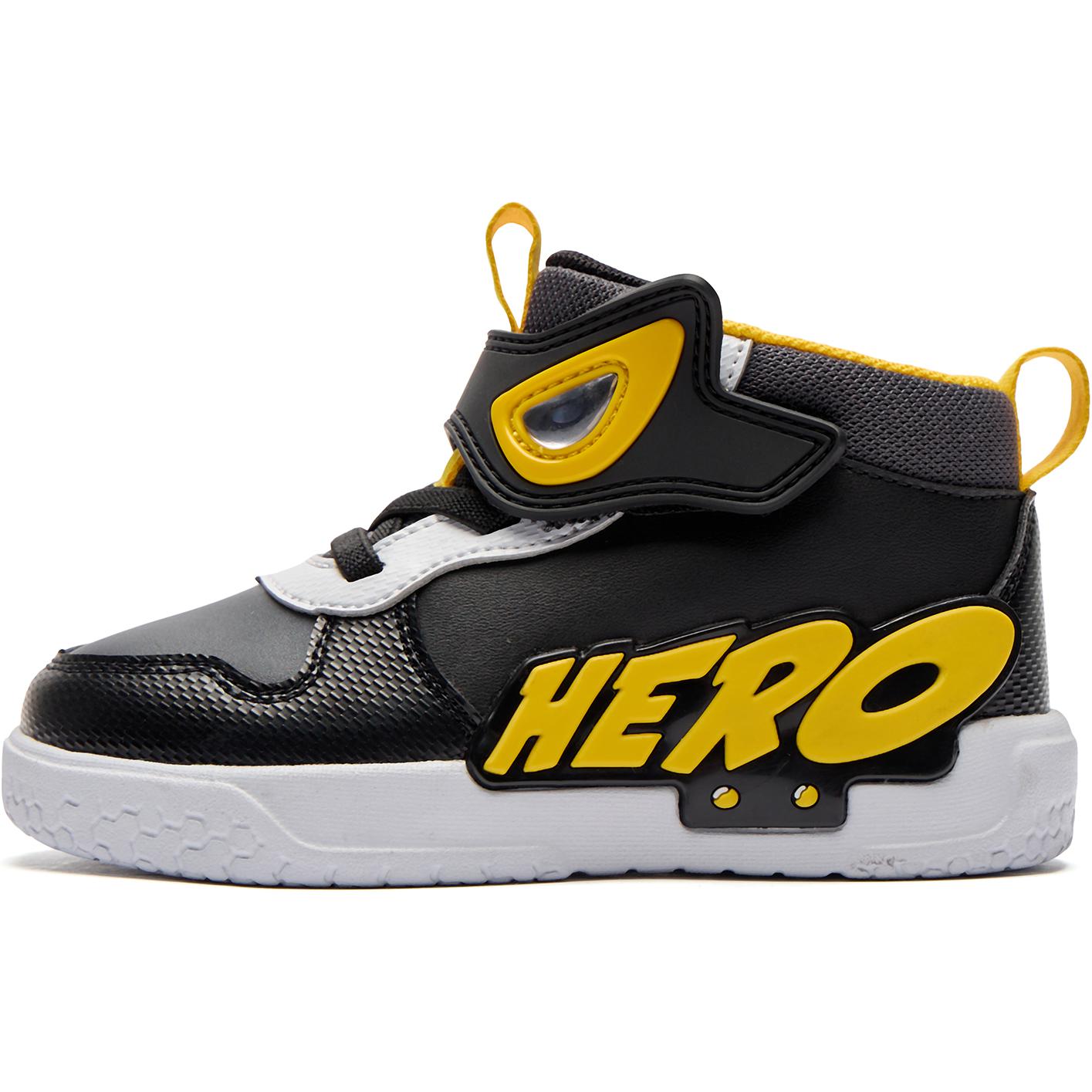 

QIAODAN Скользоустойчивые амортизирующие кроссовки Mid top для малышей Black Yellow