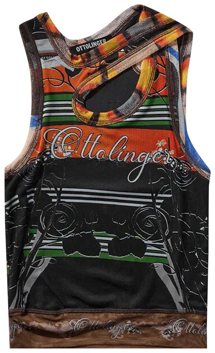 

Топ Ottolinger Mesh Tank Top 'Polo Print', черный